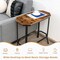 Rustic Brown Narrow Side End Table with Steel Frame Perfect for Living Room and Bedroom
